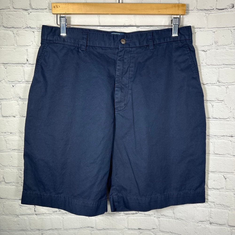 Polo Ralph Lauren Mens‎ Navy Blue Cotton Chino Shorts Size 33 Flat Front Classic